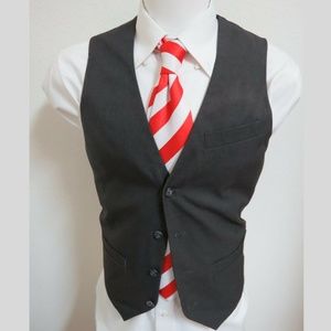 Sz S Gray/Black Pinstripe AXIST Mens #163T Suit Vest